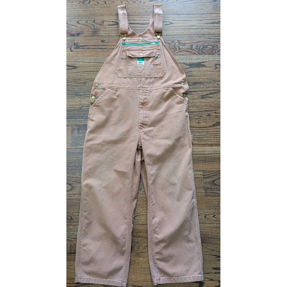Liberty Overalls Denim Bib Carpenter Utility Workwear Brown Canvas Men Sz 38x30